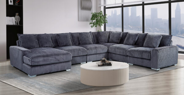 London Gray 6 Piece LAF Chaise Sectional
6-Pc Sectional LAF Chaise