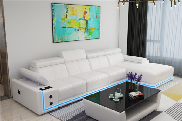 Denver RAF Chaise Sectional White