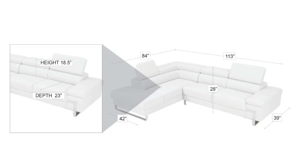 Athena Sectional White Left