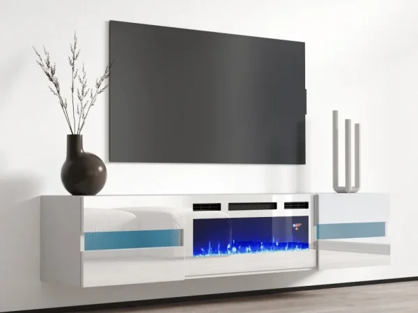 Floating Metro  TV102-243 White LED with fireplace