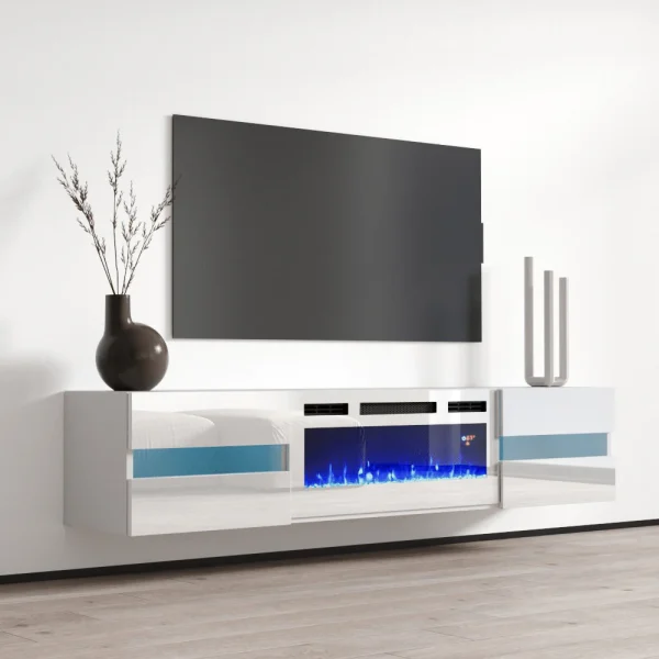 Floating Metro  TV102-243 White LED with fireplace