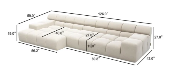 Midtown Sectional Grey LEFT