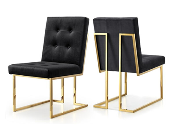 Taylor Velvet Dining Chair Black|Gold