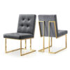 Taylor Velvet Dining Chair Grey|Gold