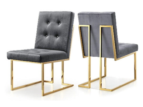 Taylor Velvet Dining Chair Grey|Gold