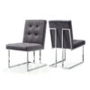 Taylor Velvet Dining Chair Grey|Silver