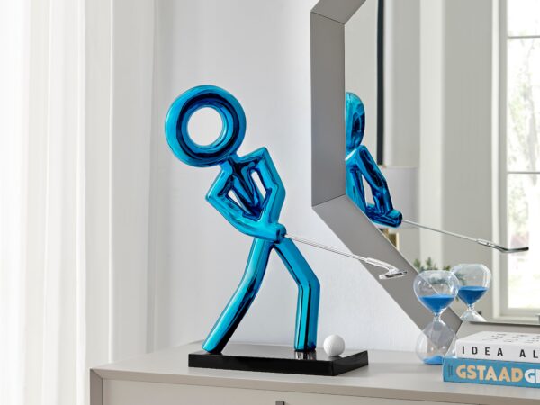 Golf Man Sculpture // Metallic Blue