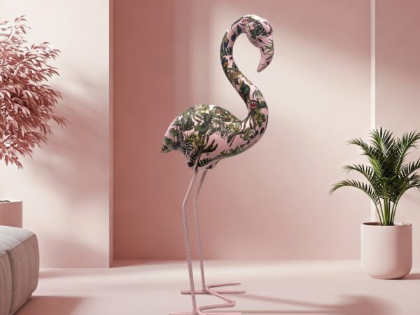 Flamenco Jungle Resin Sculpture // Pink and Green