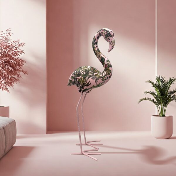 Flamenco Jungle Resin Sculpture // Pink and Green