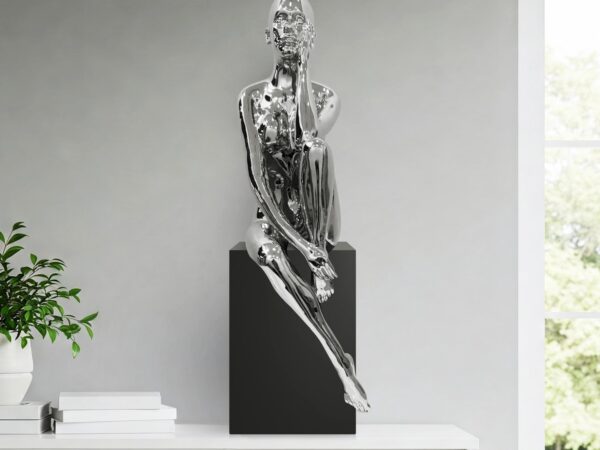 Antoinette Doll Sculpture with Base // Chrome