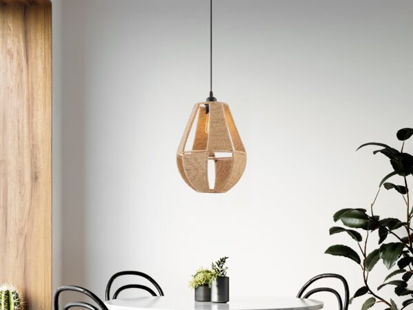 Iron and Ropes 1 Light 12" Diam Pendant // Black and Beige