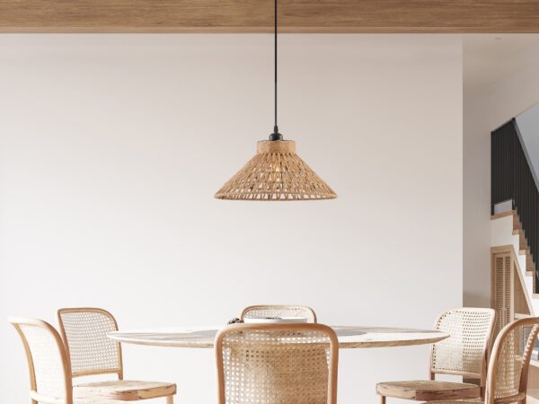 Iron and Ropes 1 Light 15" Diam Pendant // Black and Beige
