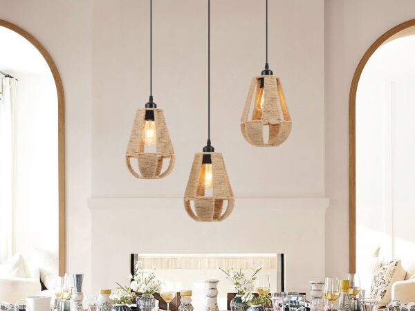 Steel and Ropes 3 Light Chandelier // Black