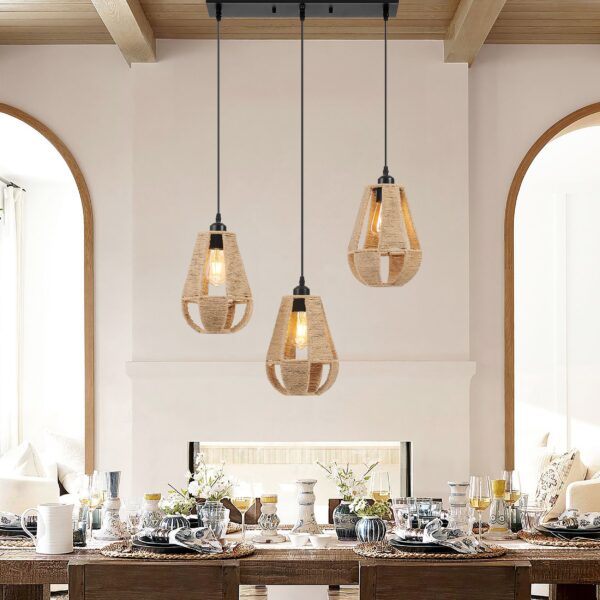 Steel and Ropes 3 Light Chandelier // Black