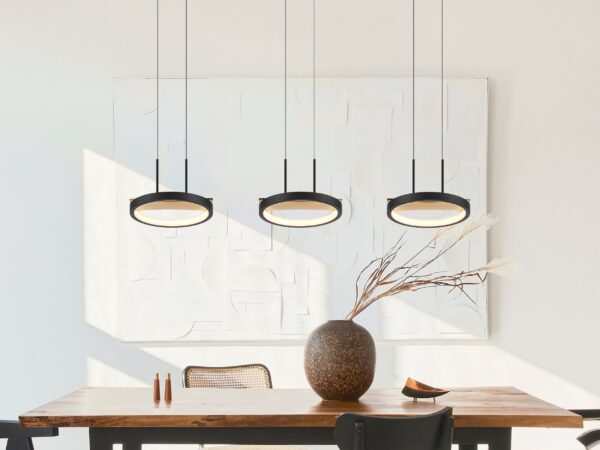 3 heads Satin Black & Wood Chandelier