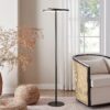 Floor Lamp Satin Black Iron & Wood