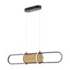 Chandelier Rounded Rectangle Satin Black & Wood