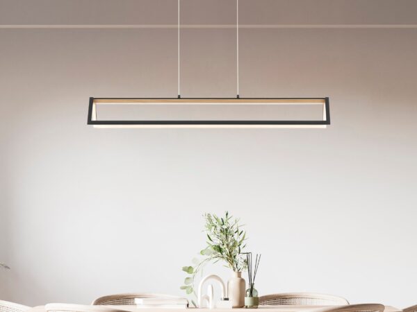 Chandelier Satin Black & Wood