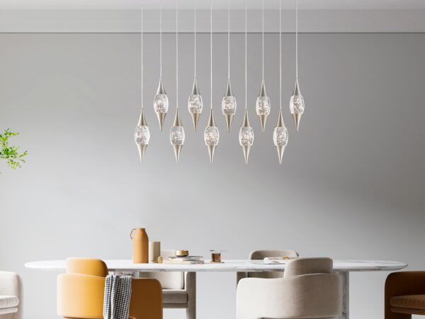 Shinny Teardrops Rectangular Chandelier // Matte Nickel