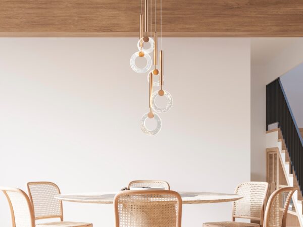 Glitter Rings Flush Chandelier // Bronze