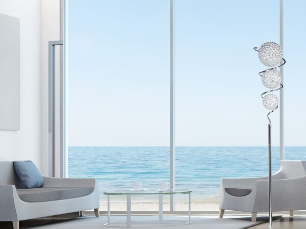 Vertical Crystal Sphere Floor Lamp // 3 Light