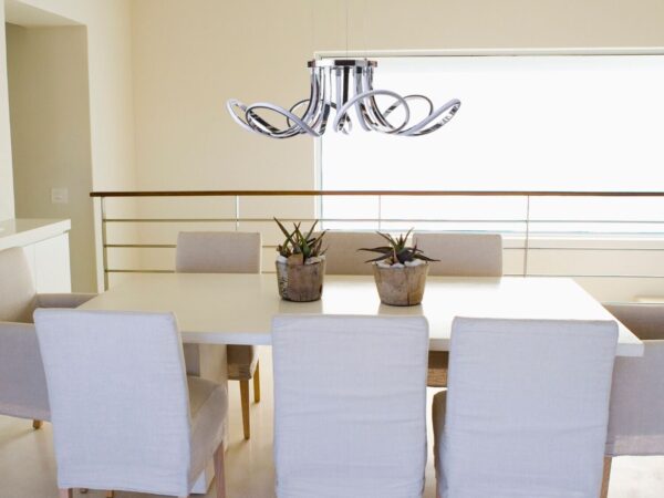 6 Petal Flower Dimmable LED Chandelier // Chrome