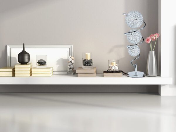 Vertical Crystal Sphere Table Lamp // 3 Light