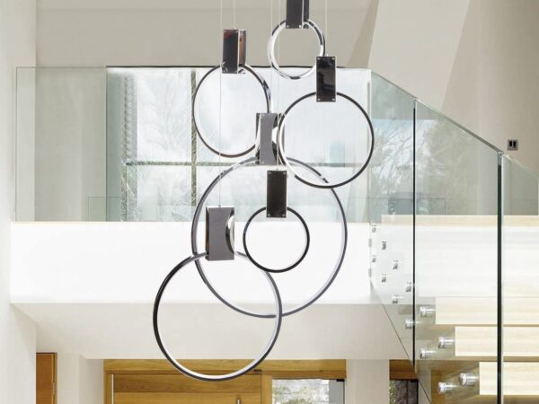 Hong Kong LED Circular Chandelier // Chrome