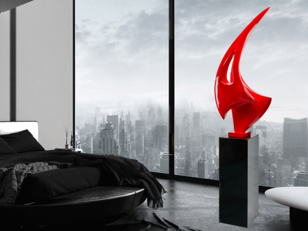 Sail Floor Sculpture // Red with Black Stand