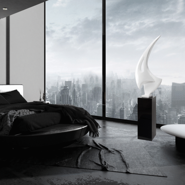 Sail Floor Sculpture With Black Stand 70" Tall // White