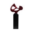 Abstract Mask 54" Tall Floor Sculpture // Metallic Red and Black Stand
