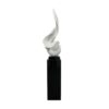 White Flame Floor Sculpture With Black Stand, 65" Tall