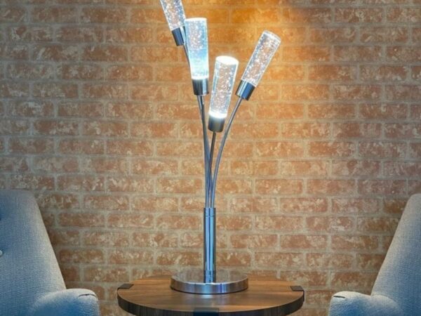 Blooming in Acrylic 5 Light Table Lamp // Chrome
