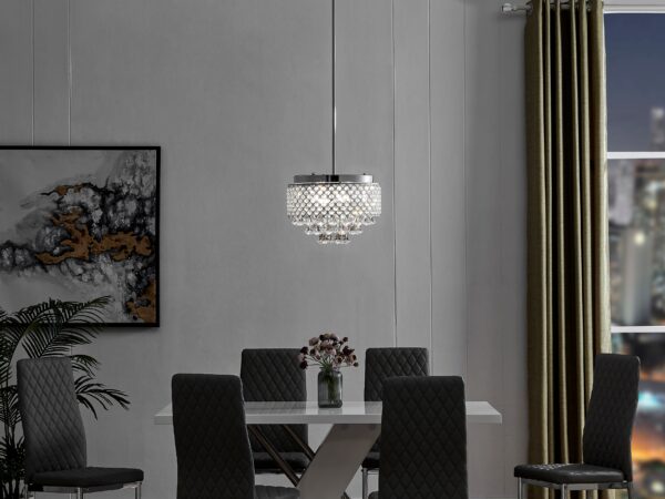 Cinderella Crystal Round Chandelier Pendant // Chrome
