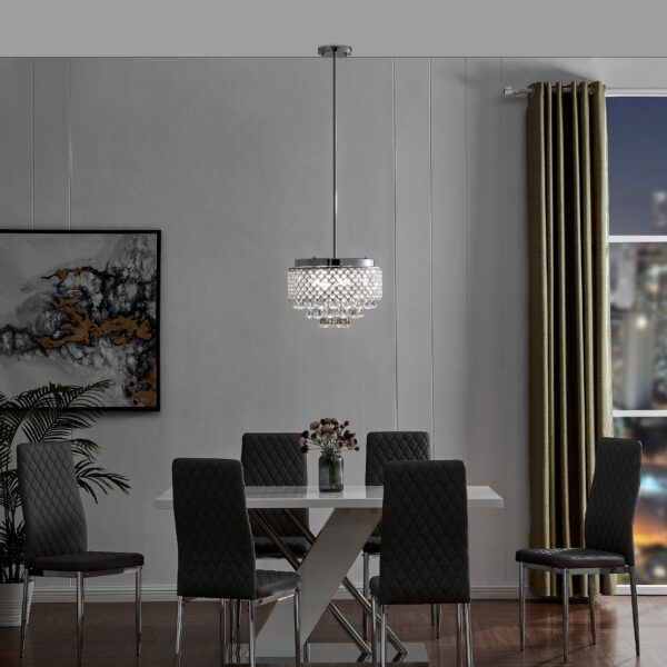 Cinderella Crystal Round Chandelier Pendant // Chrome