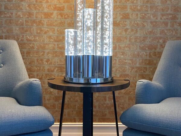 5 Acrylic Cylinder Table Lamp // Chrome