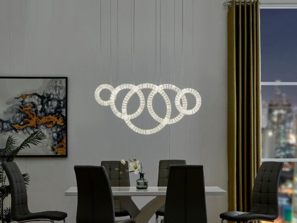 5 Hoop Crystal Progression Chandelier // Chrome