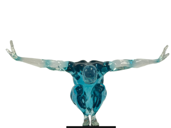 Small Saluting Man Resin Sculpture // Clear Blue
