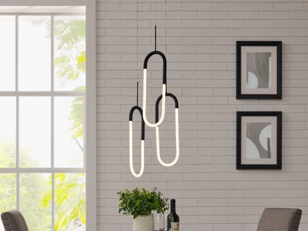 LED Three Clips Chandelier // Matte Black
