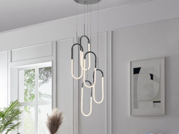 LED Five Clips Chandelier // Chrome