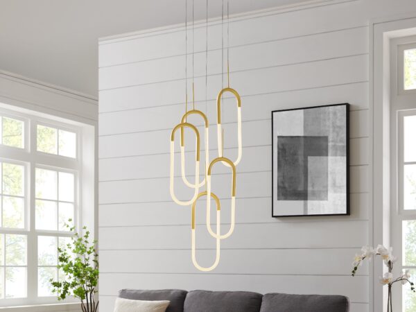 LED Five Clips Chandelier //  Sandy Gold