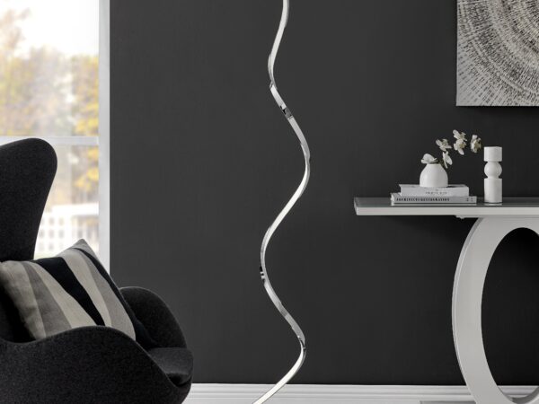 Modern Spiral LED 61" Chrome Floor Lamp // Dimmable Led Strip