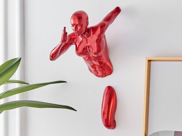 Runner Woman 13" Wall Sculpture // Metallic Red