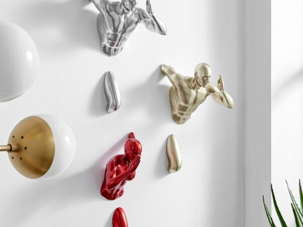 Set of three Wall Runners Sculptures // Metallic Red, Gold, Chrome