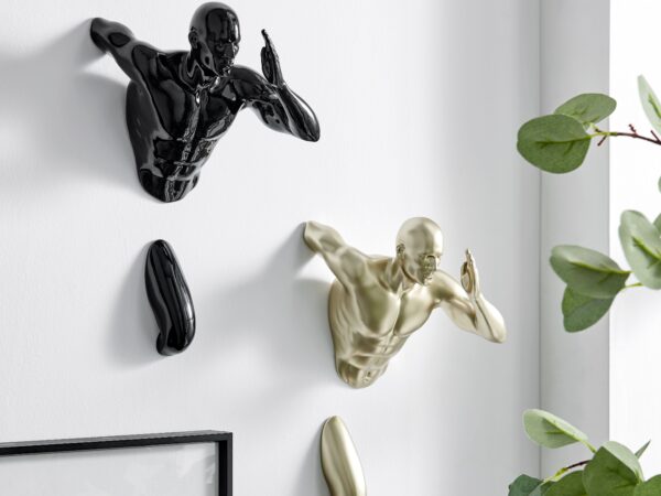 Set of Two Wall Runners Sculptures // Black & Gold