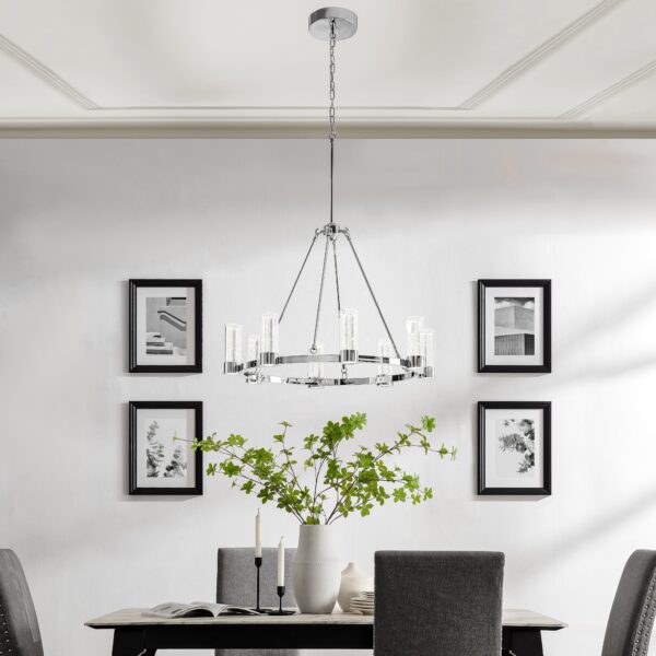 Victory 8 Light Chandelier //  Chrome