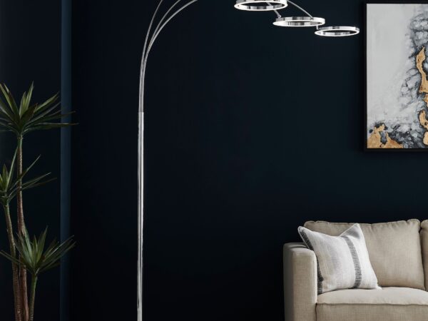 LED Three Ring Hong Kong  Arc Floor lamp // Chrome, Not Dimmable