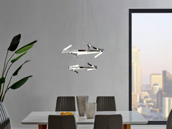 Beijing LED adjustable Round Chandelier // Chrome