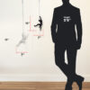 Climbing Couple Set of Two Wall Sculptures // Matte White and Chrome