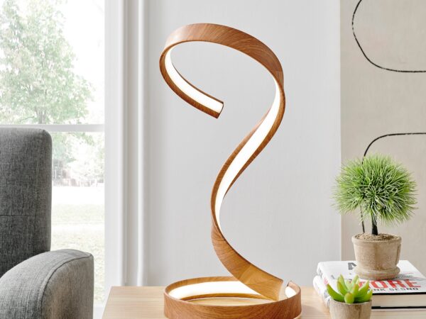 Hamburg Light Wood Table Lamp // LED Strip & Dimmable Switch
